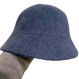 Nine West 90s Vintage Dark Blue Bucket Hat or Cloche Angora Blend One Size
